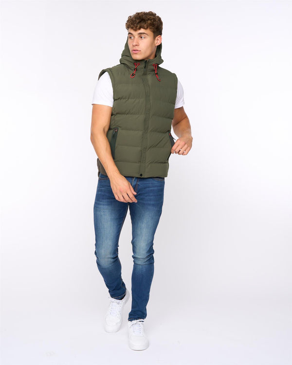 Crosshatch Kampleys Embossed Gilet Deep Olive