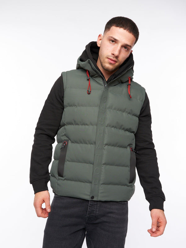 crosshatch Kampleys Embossed Gilet Deep Olive