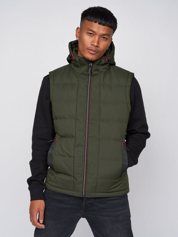 crosshatch Kampnew Embossed Gilet Dark Olive
