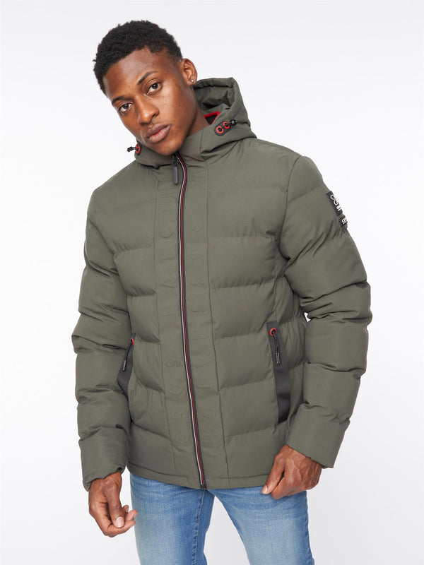 Crosshatch Kampnew Embossed Jacket Dark Olive