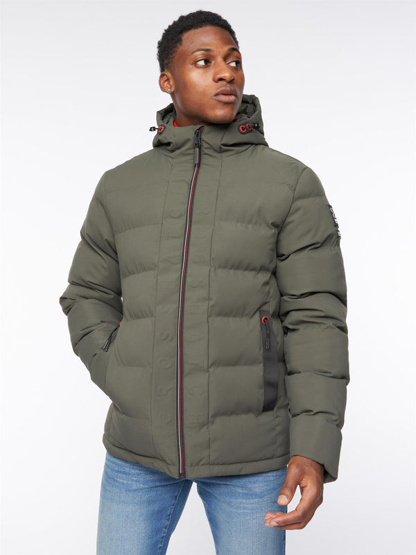 crosshatch Kampnew Embossed Jacket Dark Olive