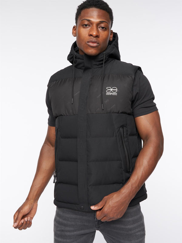 Crosshatch Kremlins Embossed Gilet Black