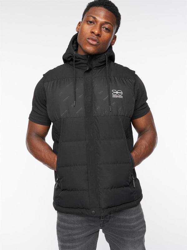 crosshatch Kremlins Embossed Gilet Black