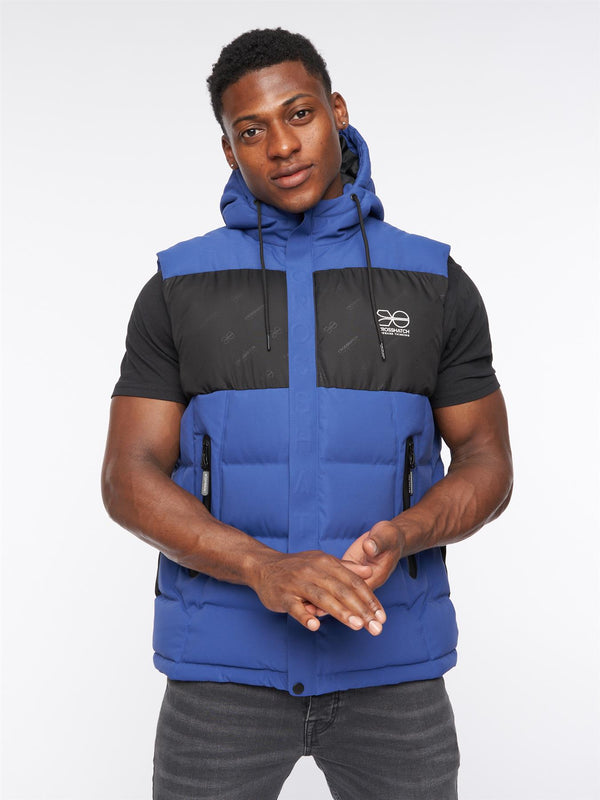 Crosshatch Kremlins Embossed Gilet Blue