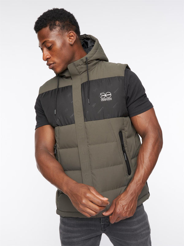 Crosshatch Kremlins Embossed Gilet Olive