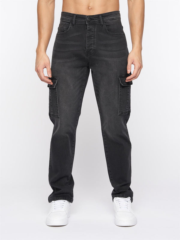 Crosshatch Kremtap Cargo Jeans Black Wash