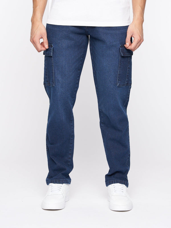 Crosshatch Kremtap Cargo Jeans Dark Wash