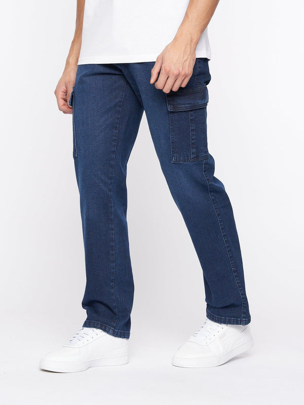 Crosshatch Kremtap Cargo Jeans Dark Wash