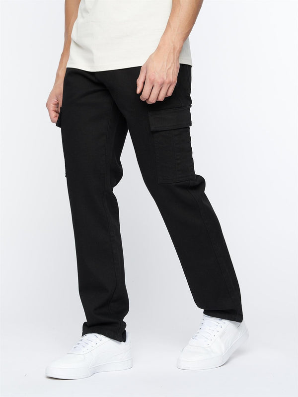 Crosshatch Kremtap Cargo Jeans Solid Black