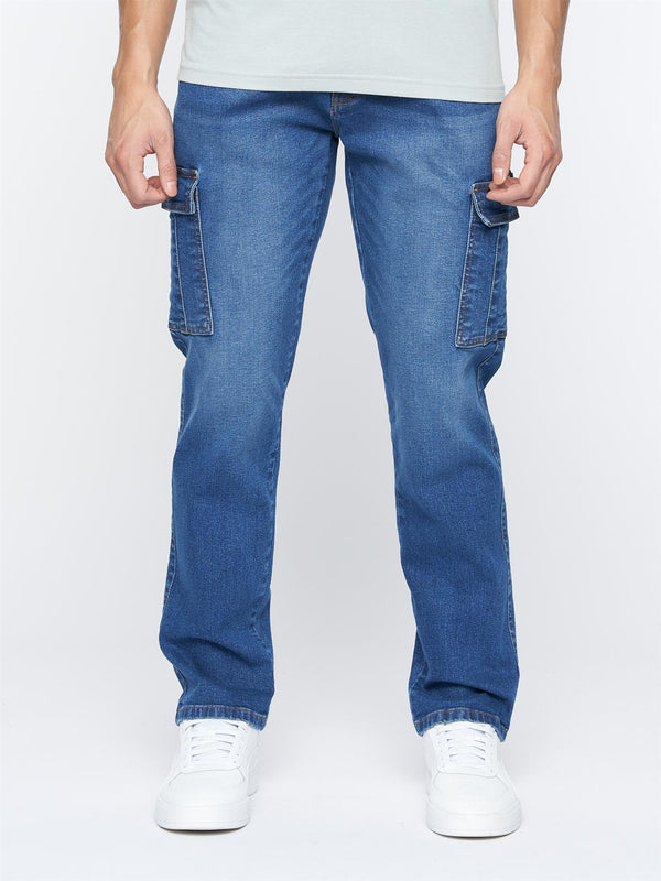 crosshatch Kremtap Cargo Jeans Stone Wash