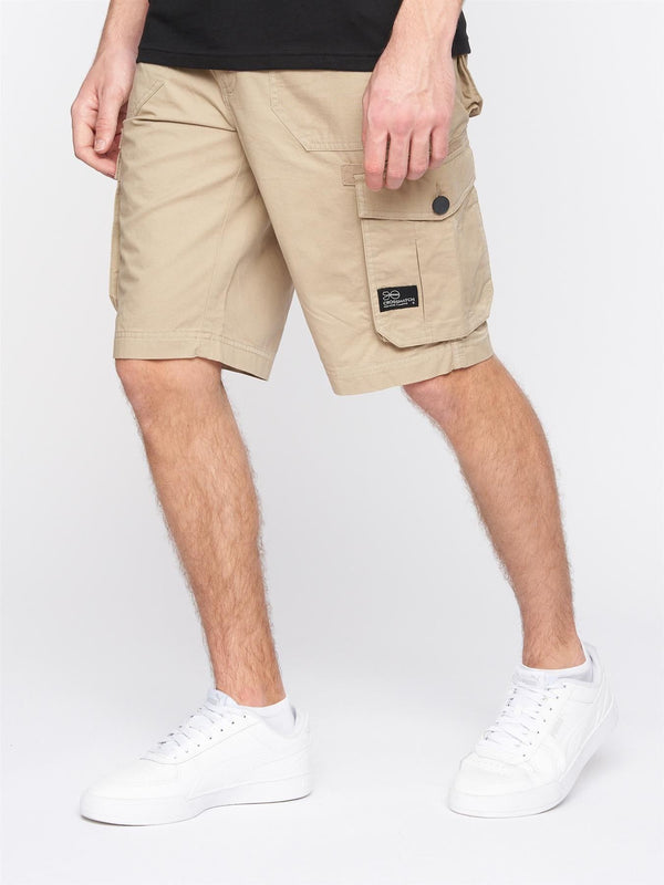 Crosshatch Kyron Cargo Shorts Stone