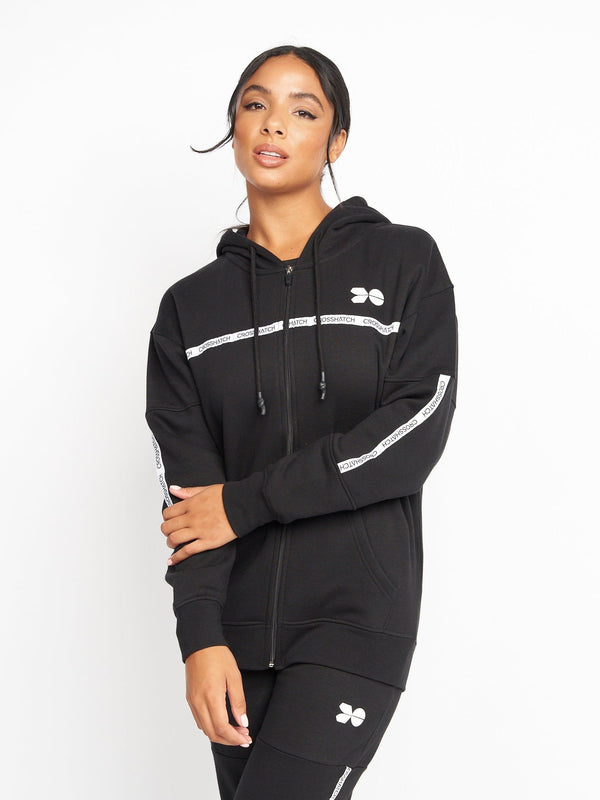 Crosshatch Ladies Feathertop Zip Thru Hoodie Black