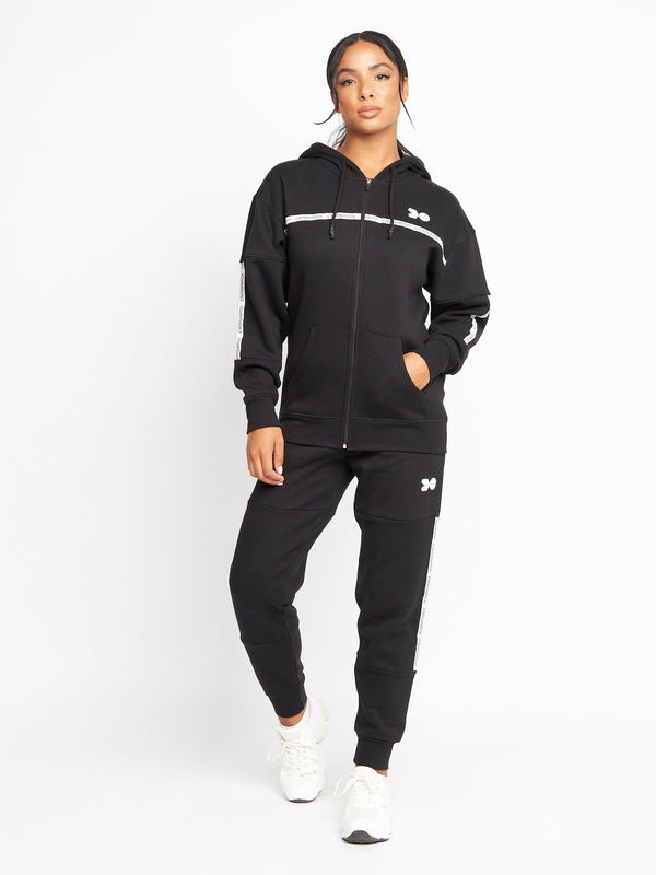 Crosshatch Ladies Feathertop Zip Thru Hoodie Black