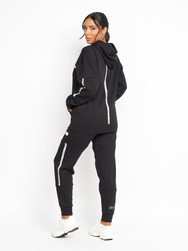 Crosshatch Ladies Feathertop Zip Thru Hoodie Black