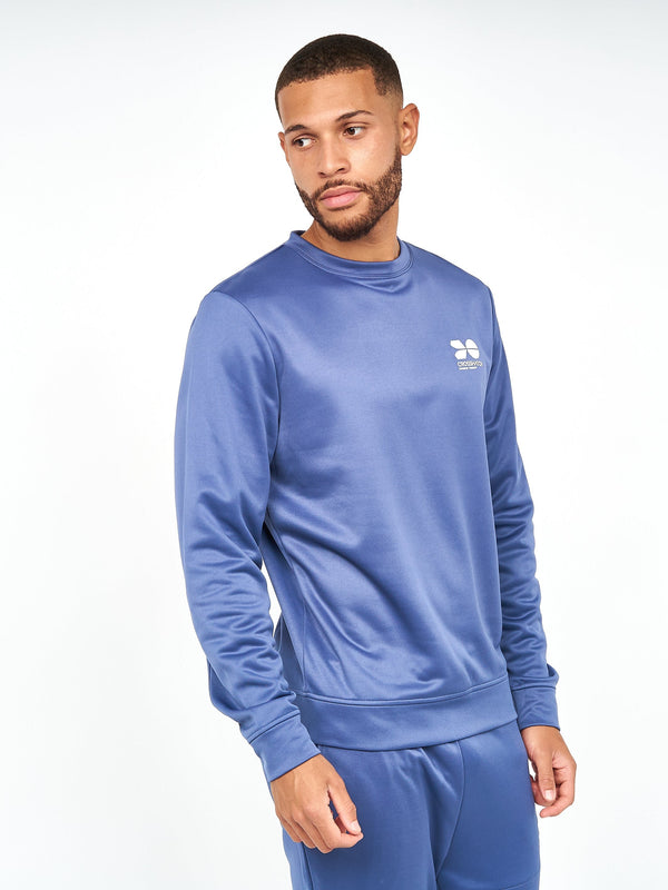 Crosshatch Langtons Crew Tracktop Blue Indigo