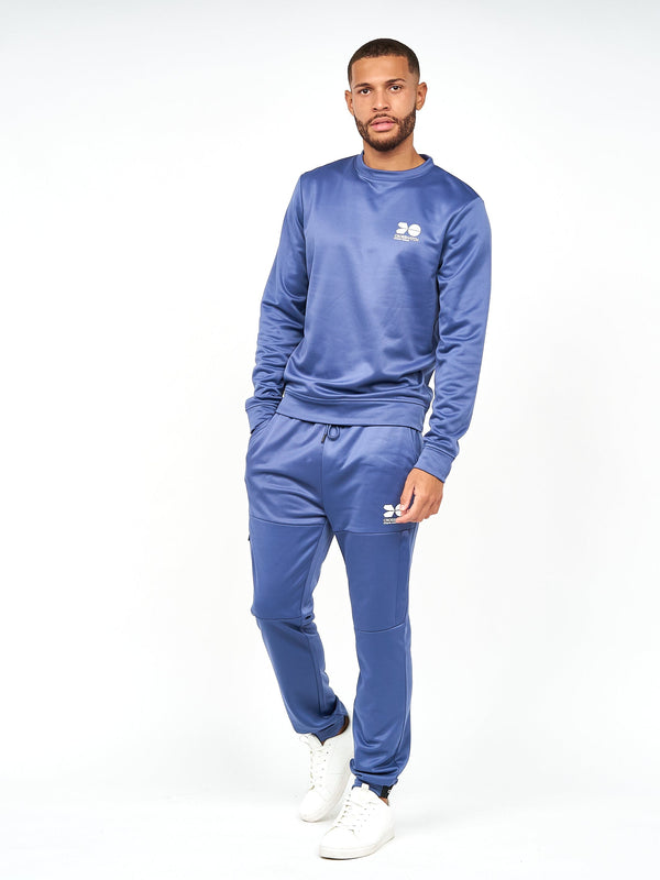 Crosshatch Langtons Crew Tracktop Blue Indigo