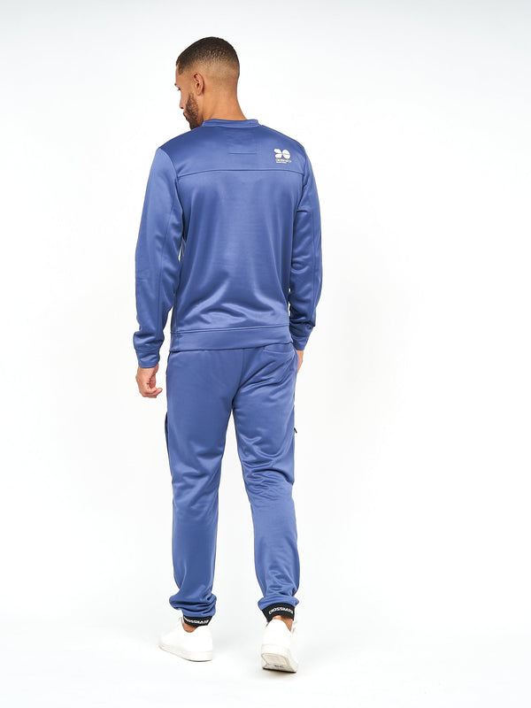 Crosshatch Langtons Crew Tracktop Blue Indigo
