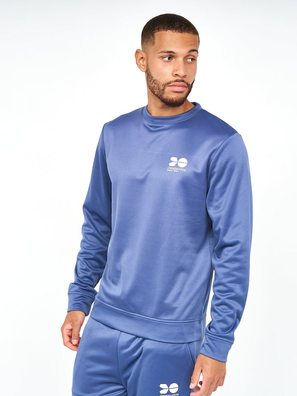 crosshatch Langtons Crew Tracktop Blue Indigo
