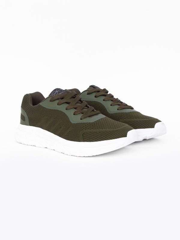 crosshatch Lennart Trainers Olive/White