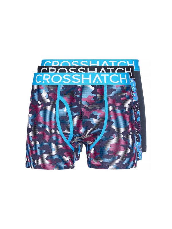 Crosshatch Linamo MVE Open Fly Boxers 3pk Blue