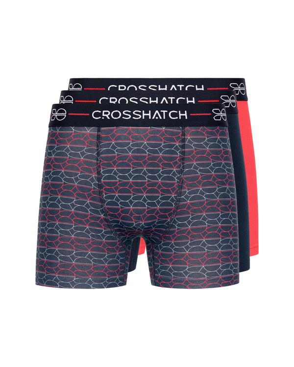 Crosshatch Locky Boxers 3pk Red Mix