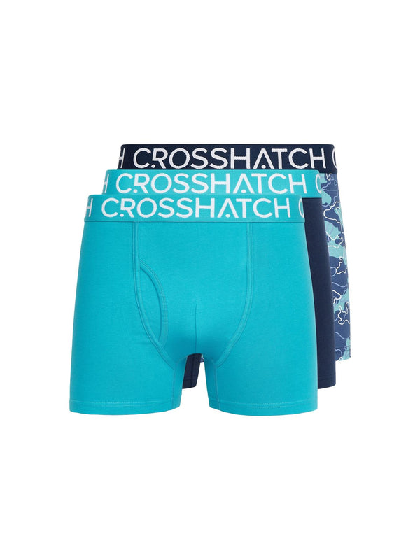 Crosshatch Lynol Boxers 3pk Teal