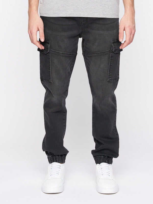 Crosshatch Malimore Cargo Cuff Jeans Black Wash