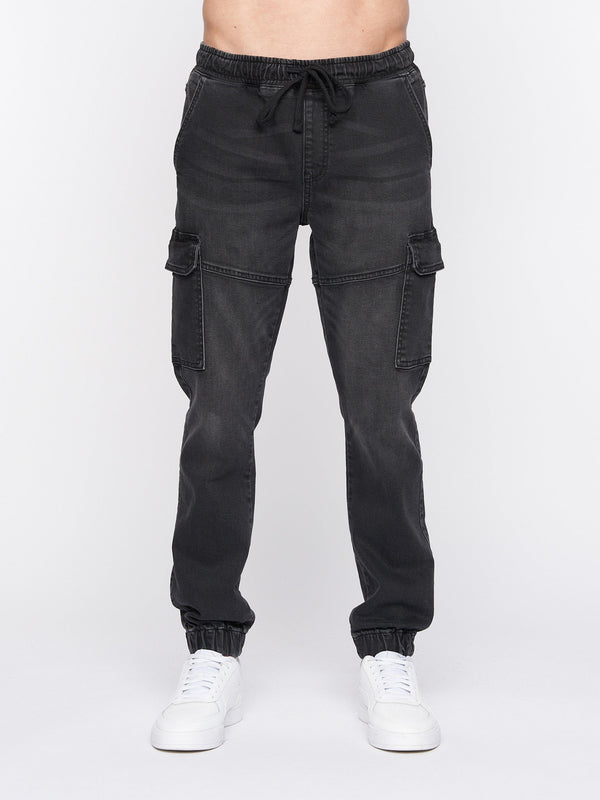 crosshatch Malimore Cargo Cuff Jeans Black Wash