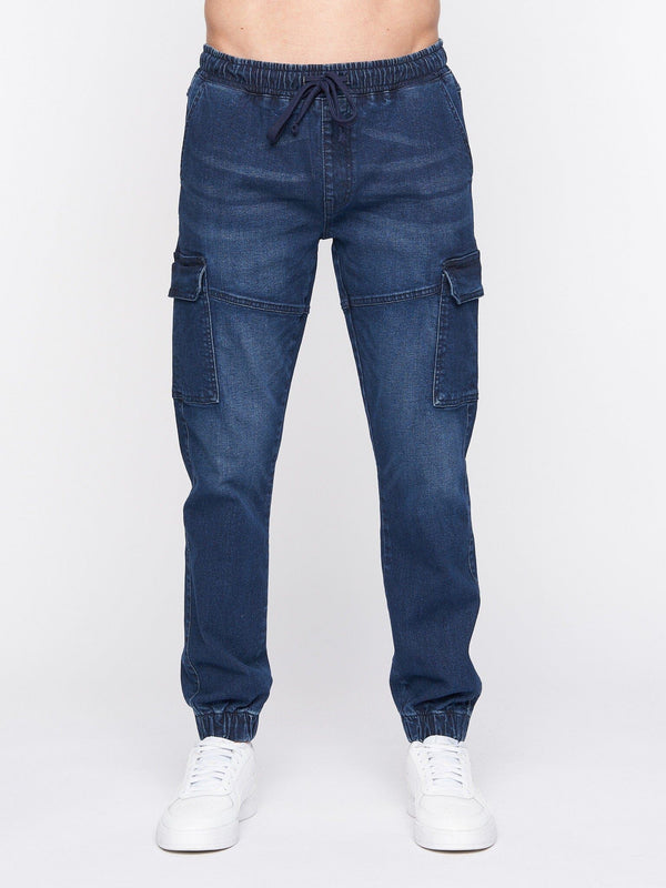 Crosshatch Malimore Cargo Cuff Jeans Dark Wash