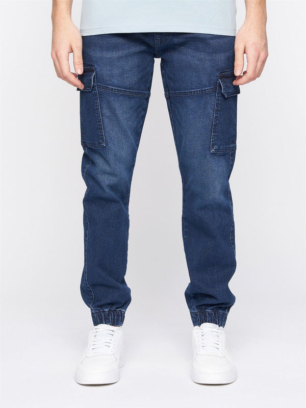 crosshatch Malimore Cargo Cuff Jeans Dark Wash