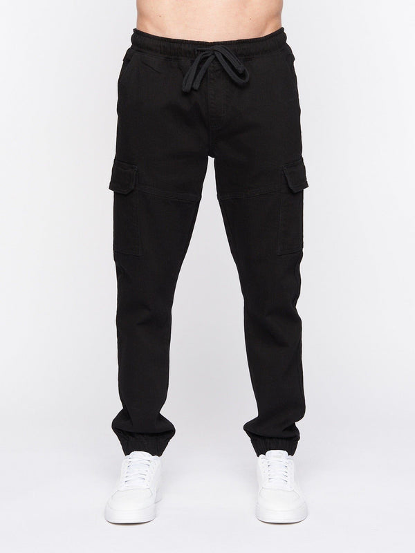 Crosshatch Malimore Cargo Cuff Jeans Solid Black
