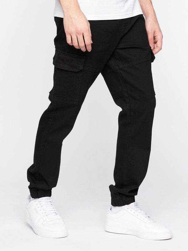 Crosshatch Malimore Cargo Cuff Jeans Solid Black