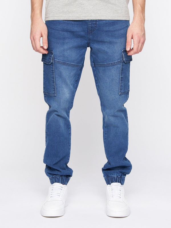 Crosshatch Malimore Cargo Cuff Jeans Stone Wash