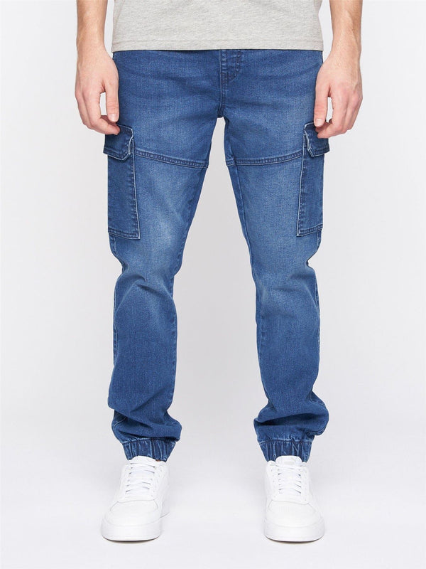 crosshatch Malimore Cargo Cuff Jeans Stone Wash