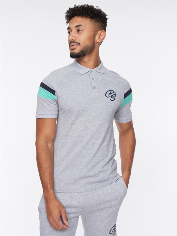 Crosshatch Maxmore Polo/Shorts Set Grey Marl