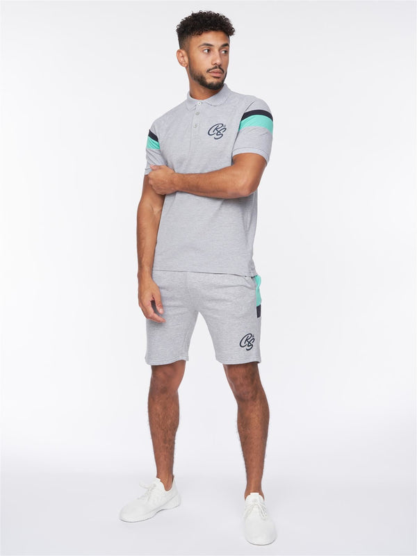 crosshatch Maxmore Polo/Shorts Set Grey Marl