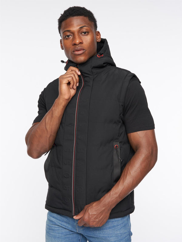 Crosshatch Mens Kampnew Embossed Gilet Black