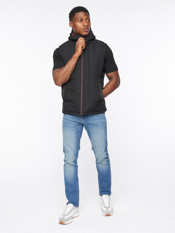 Crosshatch Mens Kampnew Embossed Gilet Black