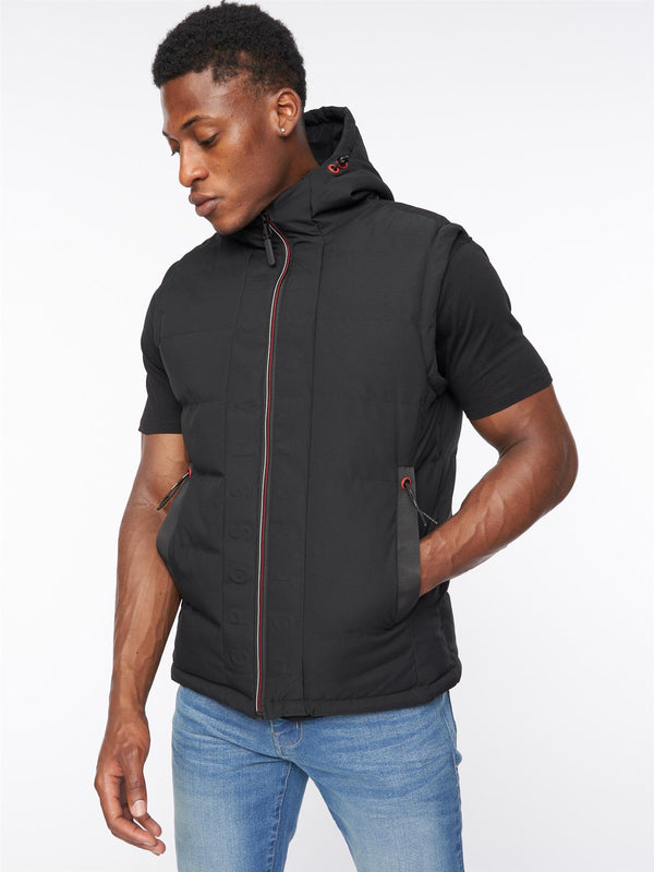 crosshatch Mens Kampnew Embossed Gilet Black