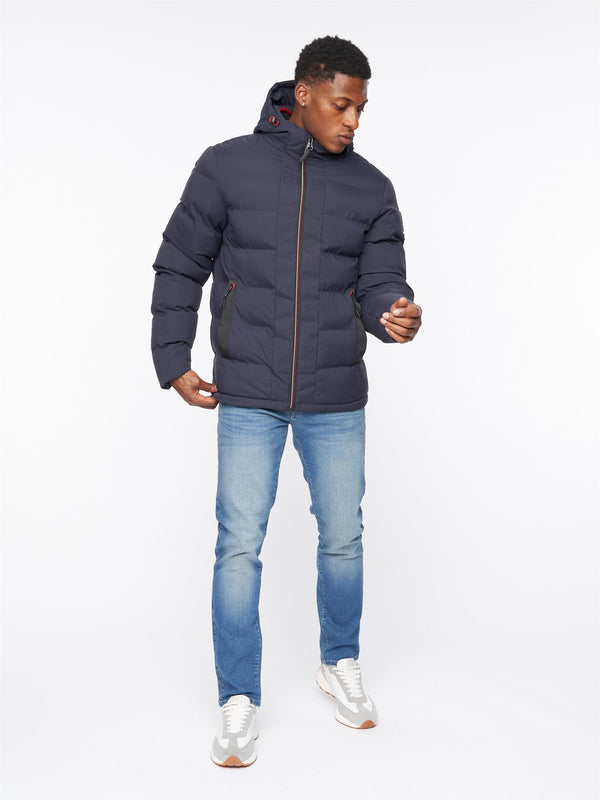 Crosshatch Mens Kampnew Embossed Jacket Navy