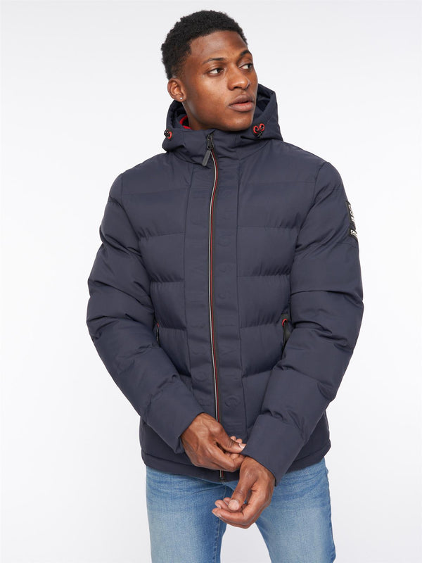 crosshatch Mens Kampnew Embossed Jacket Navy