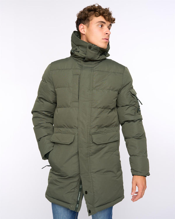 Crosshatch Mens Milwaka Long Jacket Olive