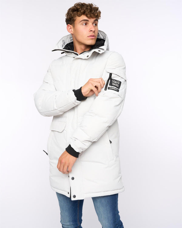 Crosshatch Mens Milwaka Long Jacket Putty