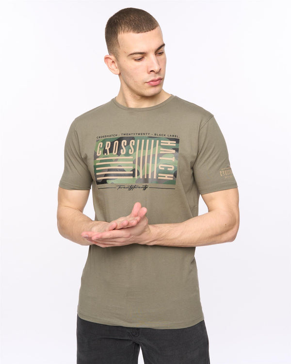 Crosshatch Mens Wenfore T-shirt Dark Sage