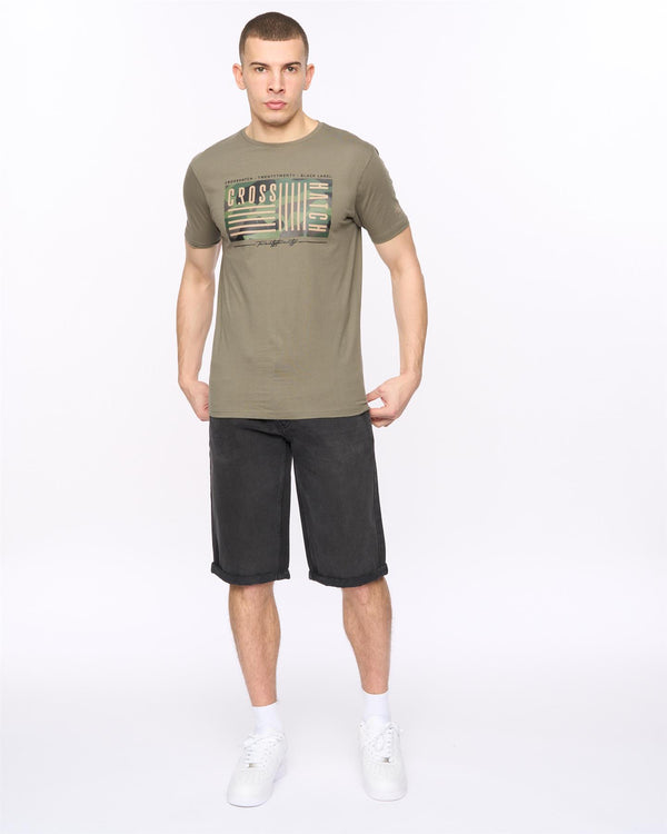 Crosshatch Mens Wenfore T-shirt Dark Sage