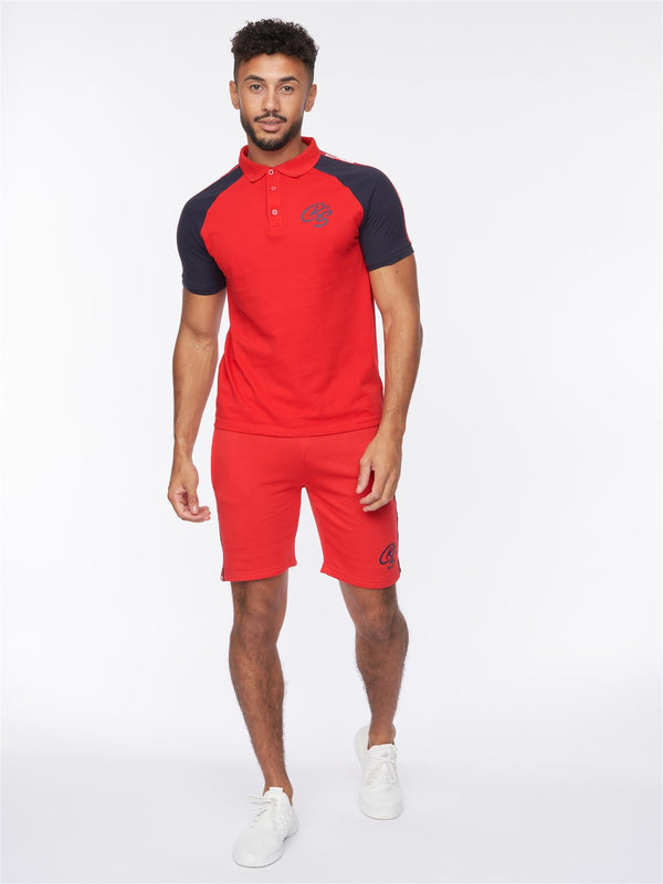 Crosshatch Mentella Polo/Shorts Set Red