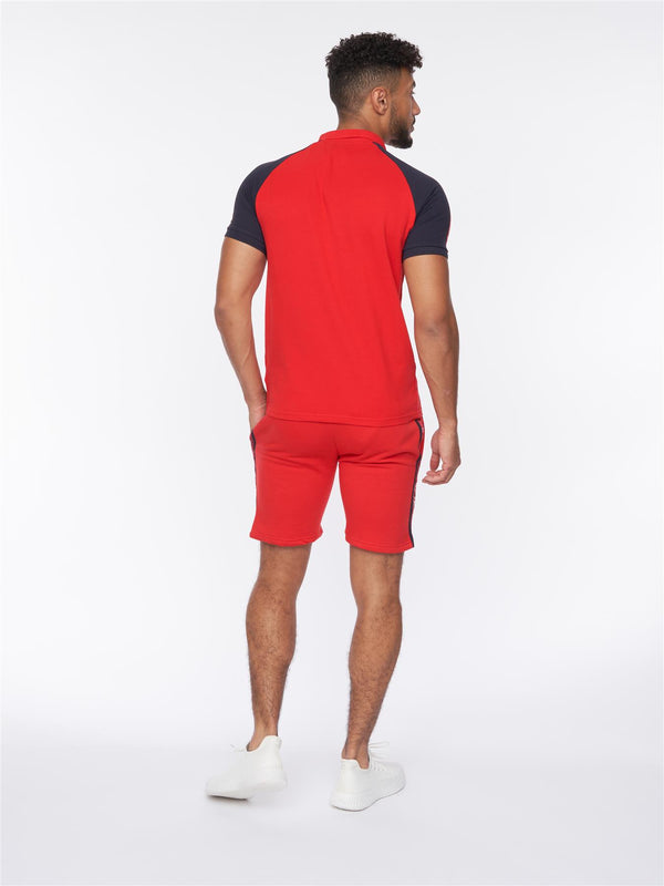 Crosshatch Mentella Polo/Shorts Set Red