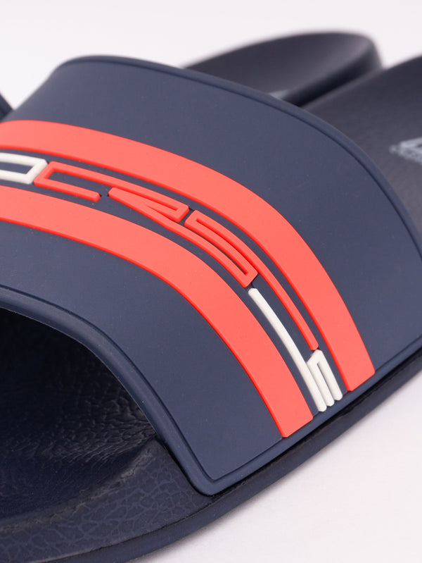 Crosshatch Mentella Sliders Navy/Red