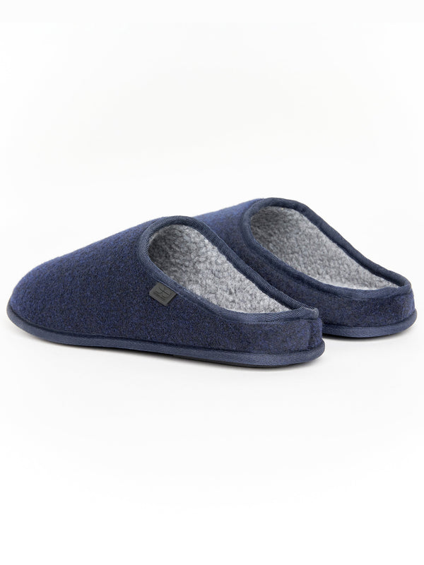 Crosshatch Miyabi Fur Slipper Mule Navy