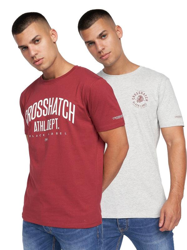 crosshatch Oldskool T-Shirt 2pk Red/Grey